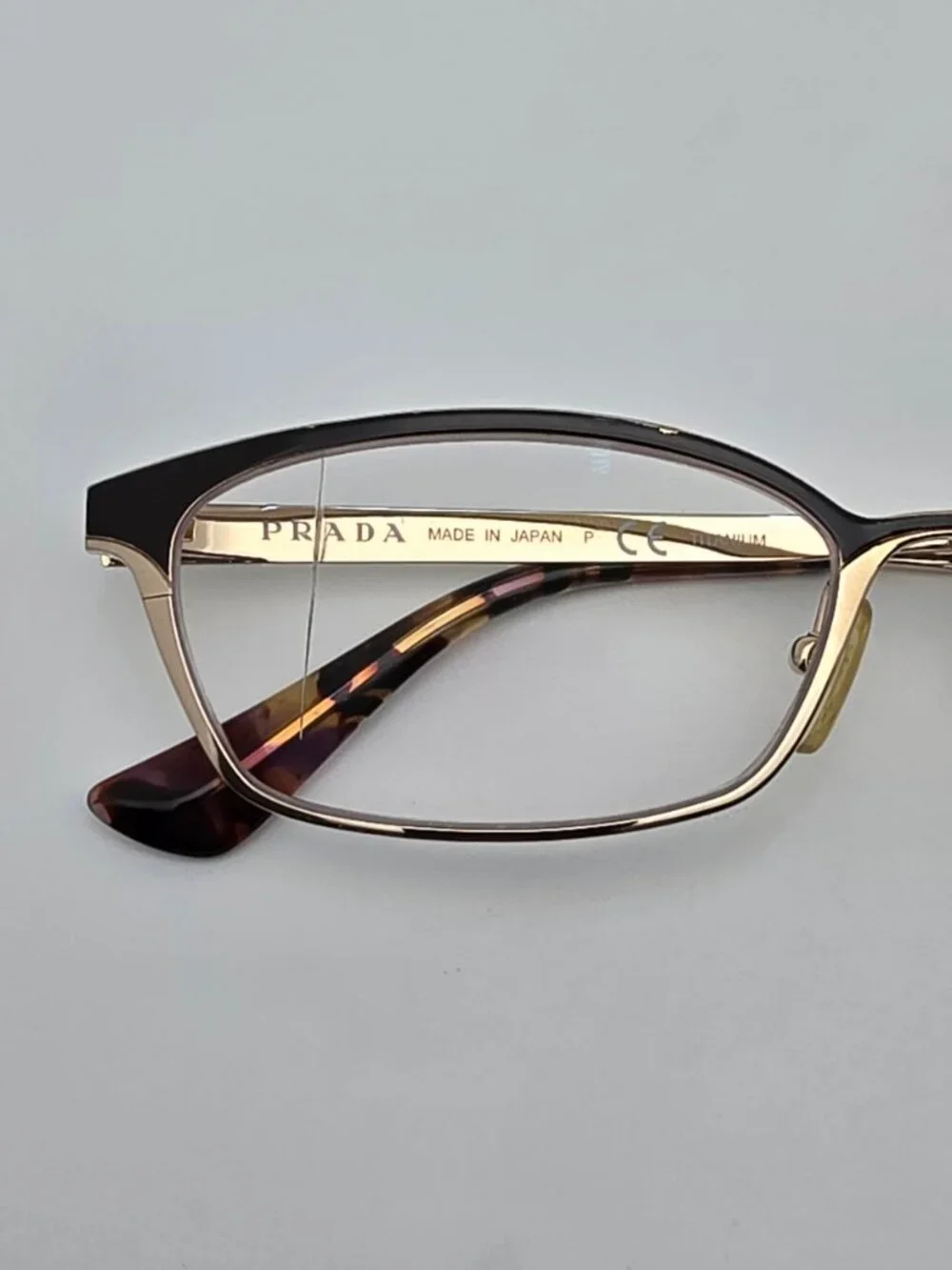 Prada VPR 50R ZVN-1O1 Brown Pale Gold Titanium Cat Eye Eyeglasses Frame Japan